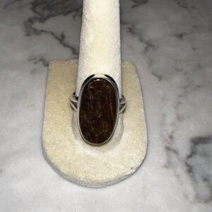 Sterling Silver and Natural Amolite Ring